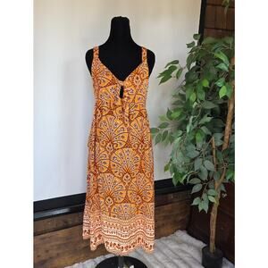 Knox Rose Orange Printed Tie-Front Maxi Dress